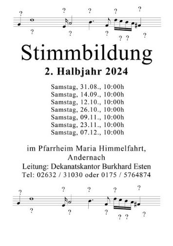 Plakat mit den Terminen für Stimmbildung