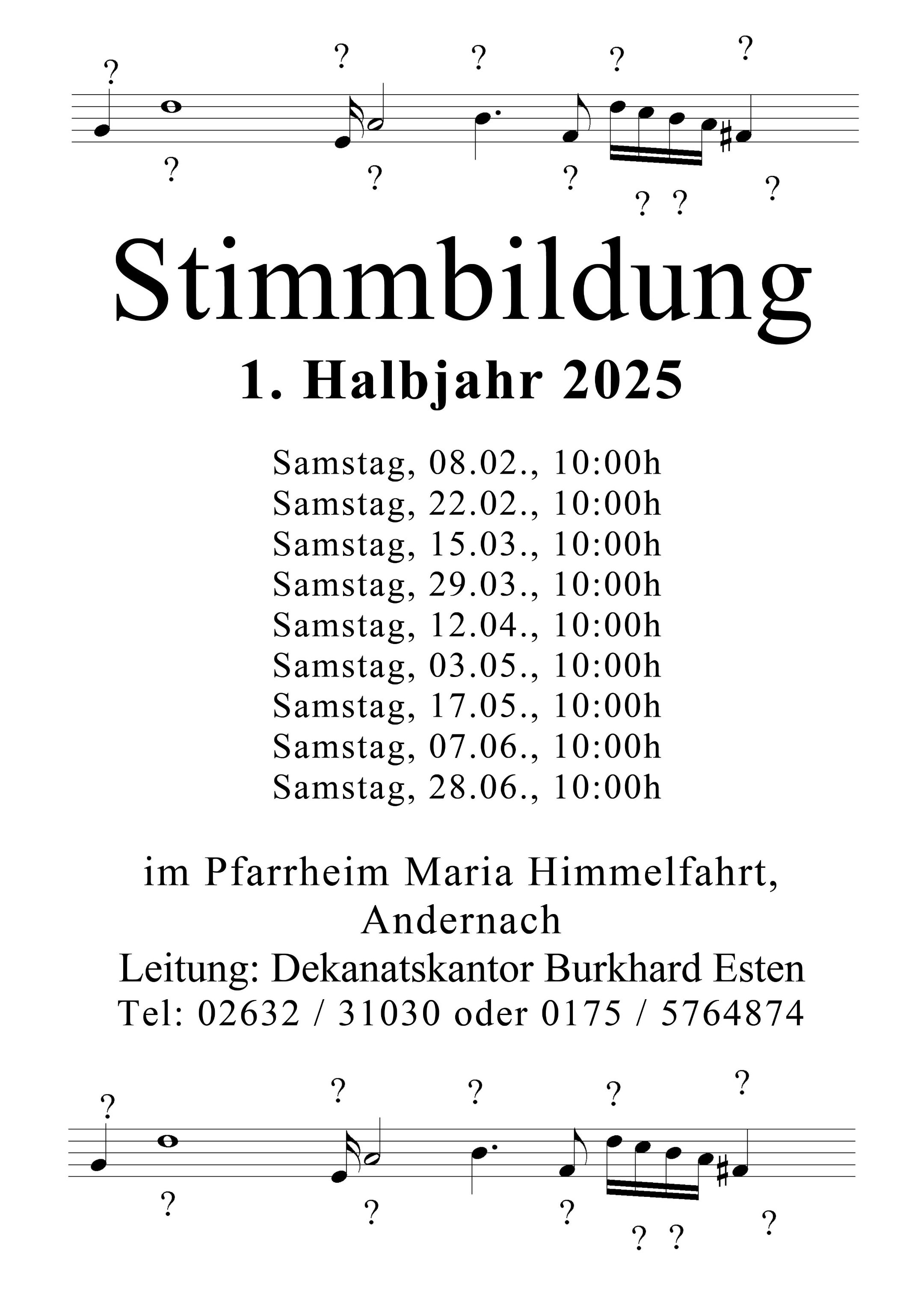 Stimmbildung Termine 1-2025