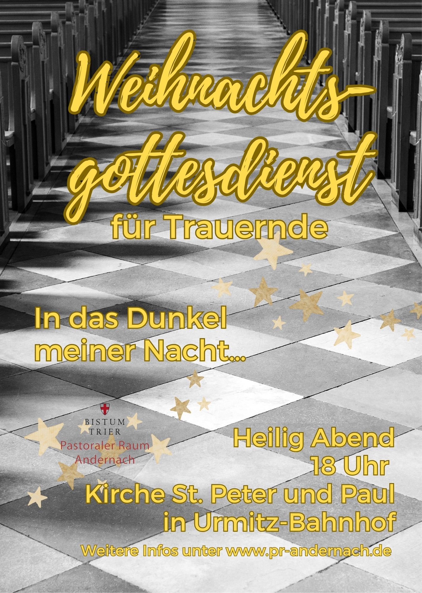 Plakat des Weihnachtsgottesdienste für Trauernde